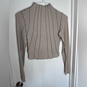 Turtle neck ribbed long sleeve top